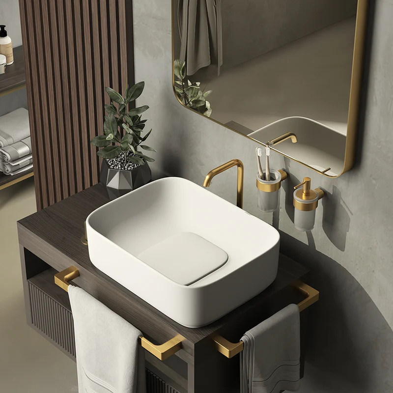 Gedy Pirenei Tumbler Holder - Brushed Gold