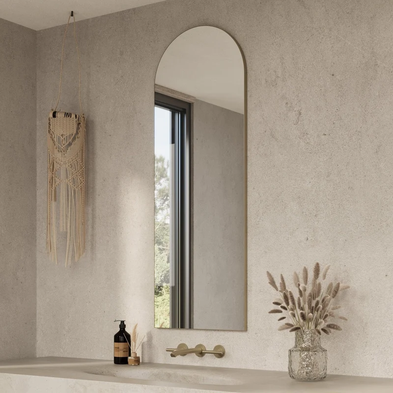 Origins Living Oslo Arch Mirror 50x140cm - Brushed Brass