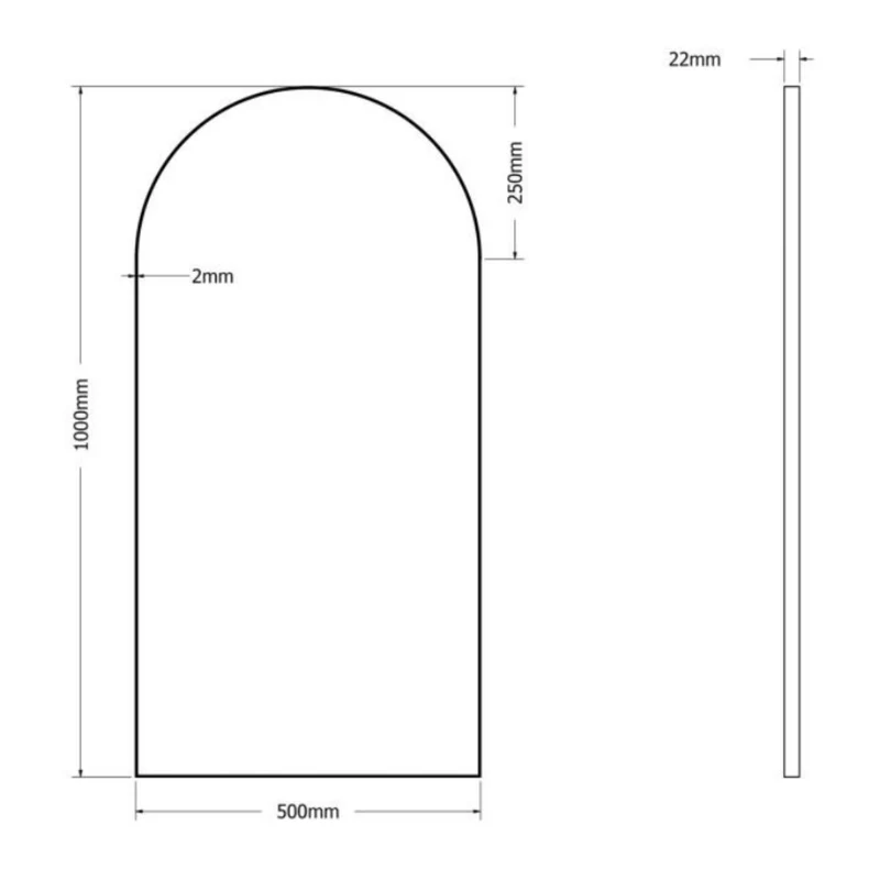 Origins Living Oslo Arch Mirror 50x100cm - Matt Black