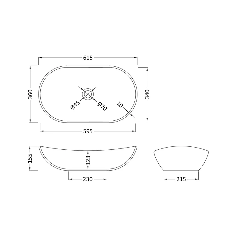 Hudson Reed 615mm Basin Vessel - White