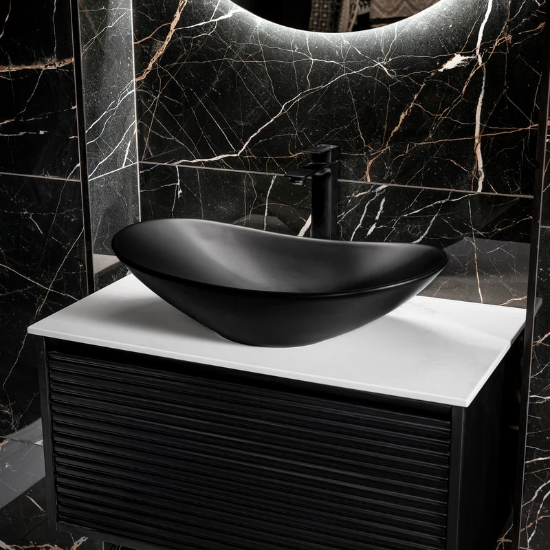 Nuie 615mm Counter Top Basin - Matt Black