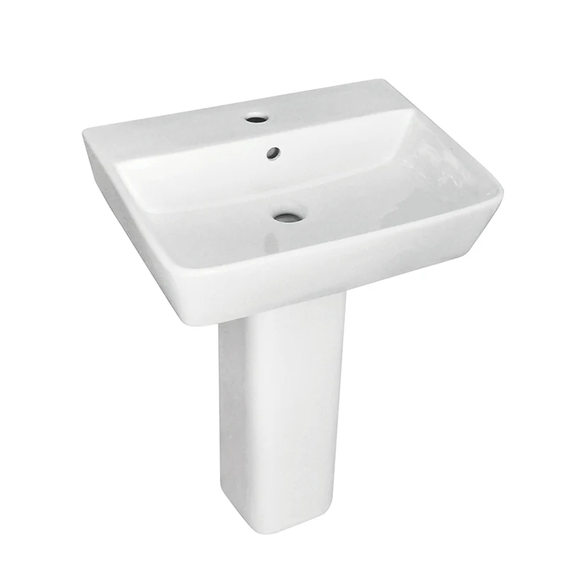 Linea Square 1 Tap Hole Basin & Full Pedestal - 450mm