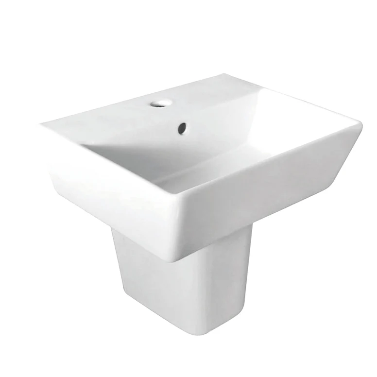 Linea Square 1 Tap Hole Basin & Semi Pedestal - 550mm