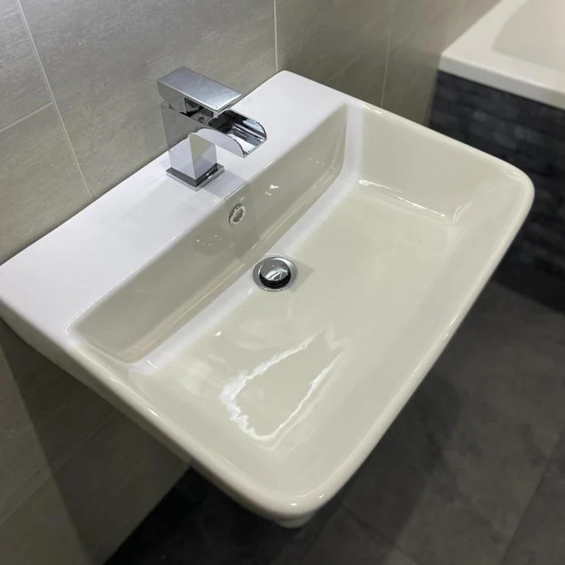 Linea Square 1 Tap Hole Basin & Semi Pedestal - 550mm