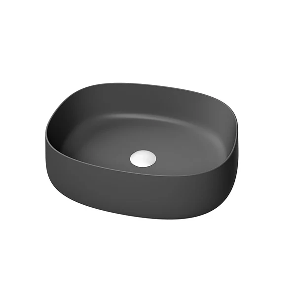 Olympia Paddle 500mm Counter Top Basin & Click Clack Waste - Matt Black