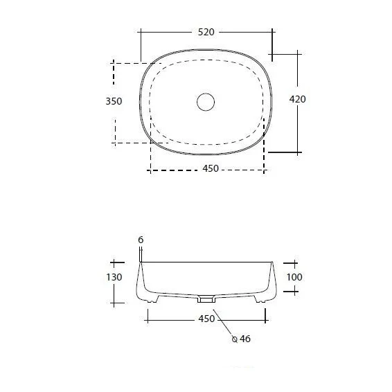 Olympia Paddle 500mm Counter Top Basin & Click Clack Waste - Matt Black