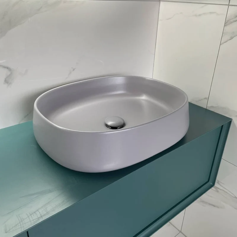 Olympia Paddle 500mm Counter Top Basin & Click Clack Waste - Matt Grey