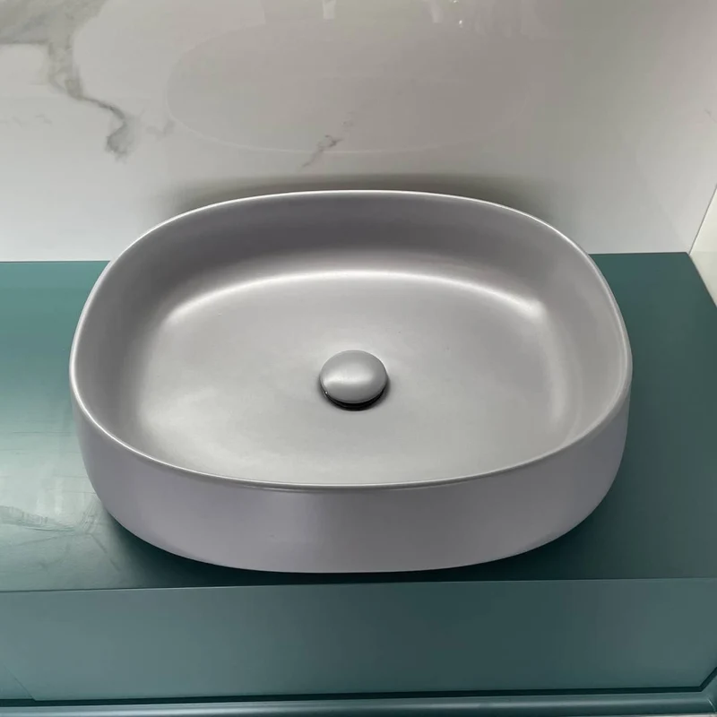 Olympia Paddle 500mm Counter Top Basin & Click Clack Waste - Matt Grey