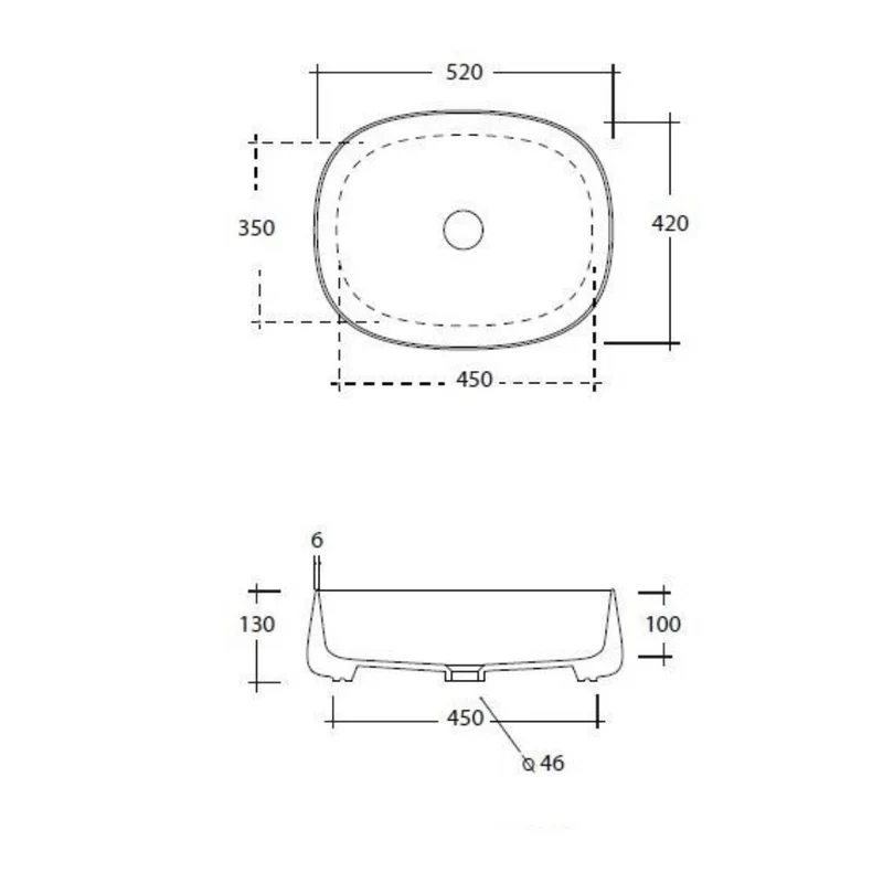 Olympia Paddle 500mm Counter Top Basin & Click Clack Waste - Matt Grey