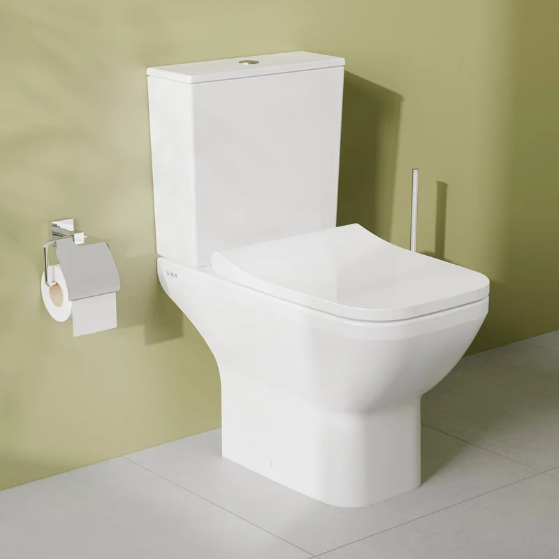 Vitra Integra Square Rimless Close Coupled Open Back Toilet with Soft Close Seat
