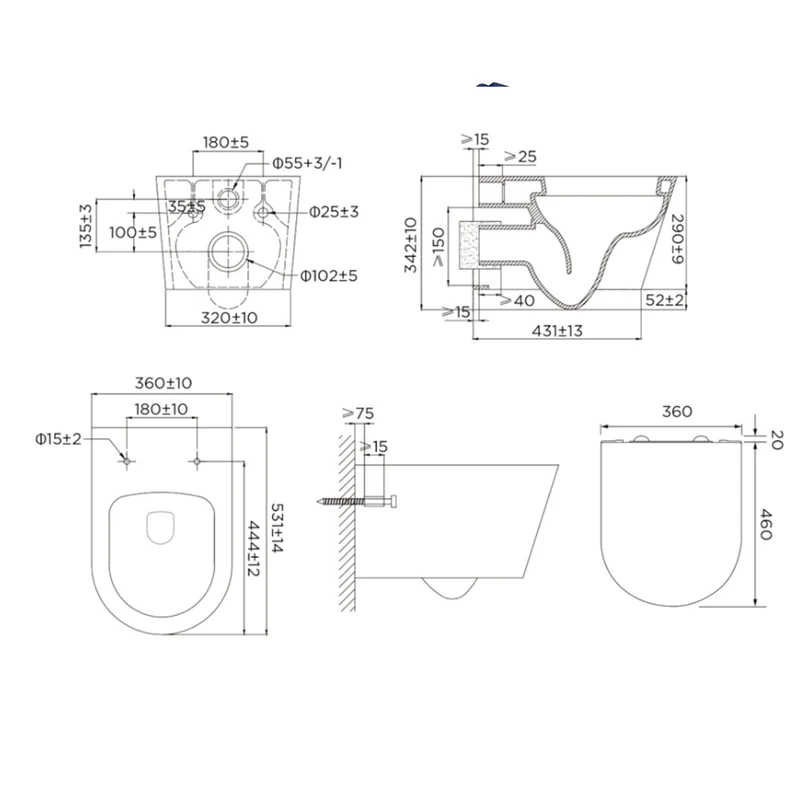 Arc Wall Hung Toilet & Soft Close Seat