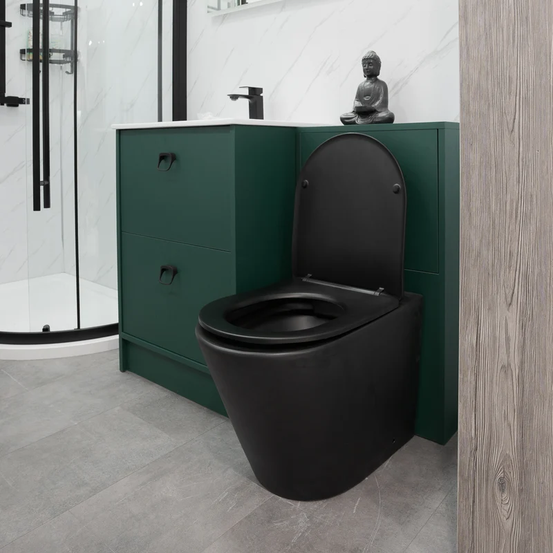 Arc Rimless Back to Wall Toilet & Soft Close Seat - Matt Black