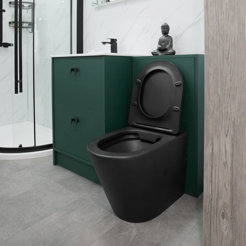 Arc Rimless Back to Wall Toilet & Soft Close Seat - Matt Black
