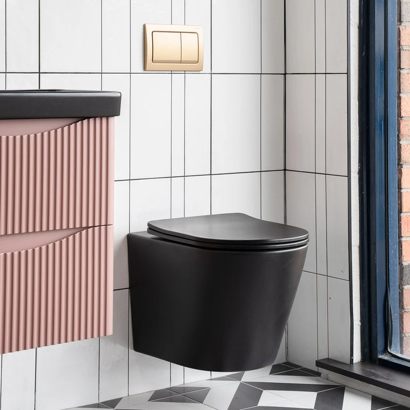 Arc Wall Hung Toilet & Soft Close Seat - Matt Black