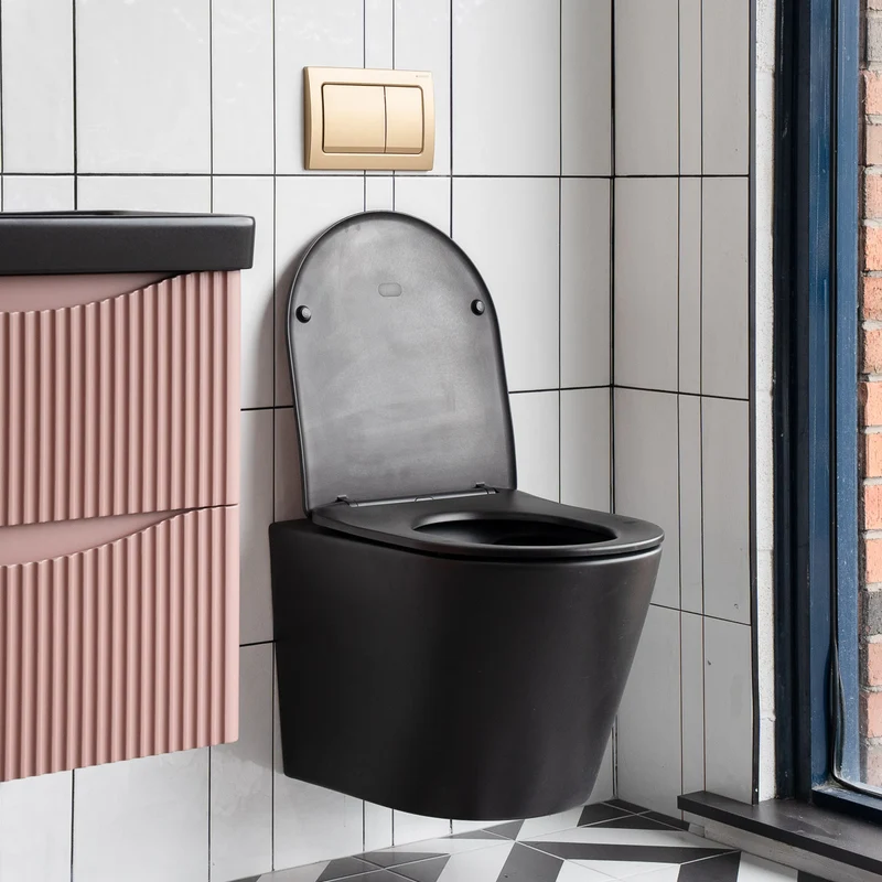 Arc Wall Hung Toilet & Soft Close Seat - Matt Black