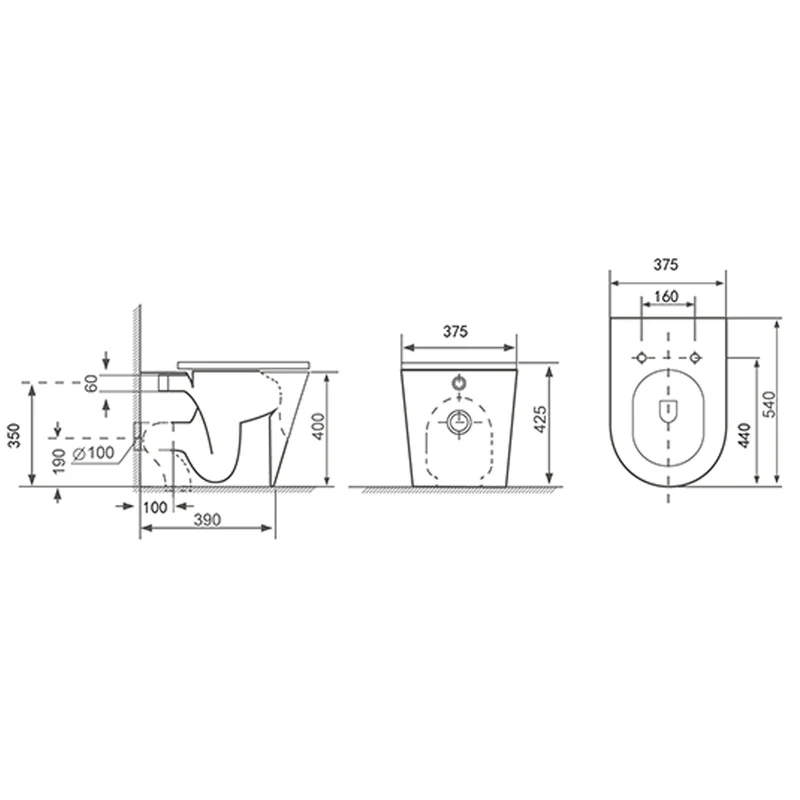 Arc Rimless Back to Wall Pan & Soft Close Seat