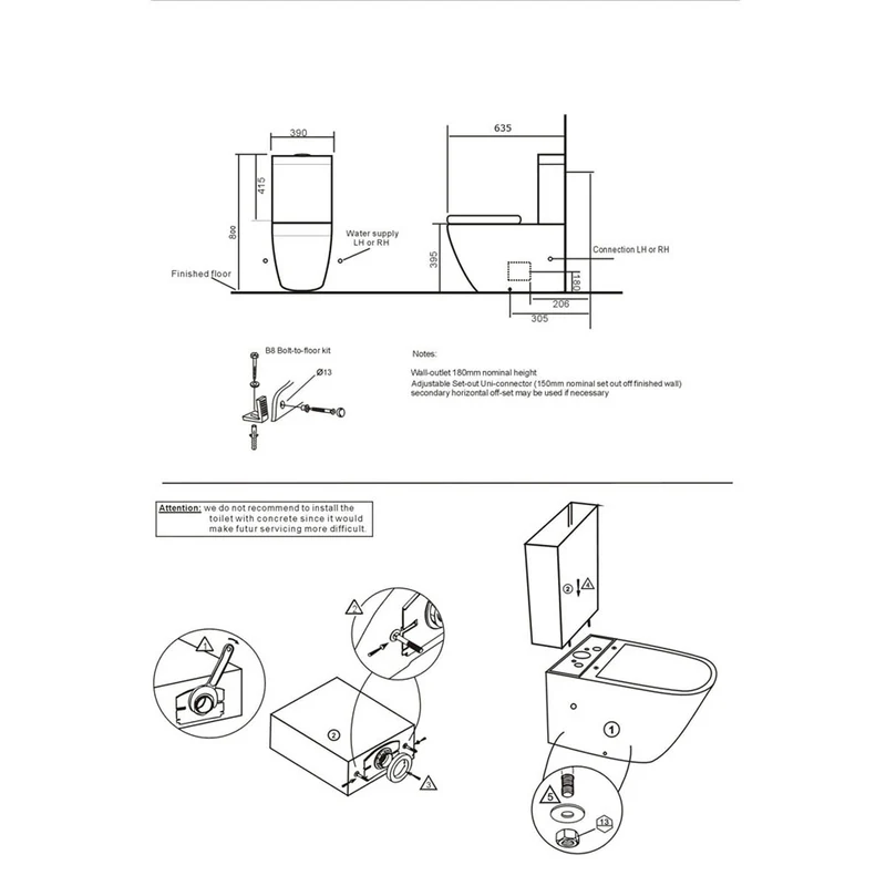 Arc Rimless Fully Back to Wall Toilet & Soft Close Seat