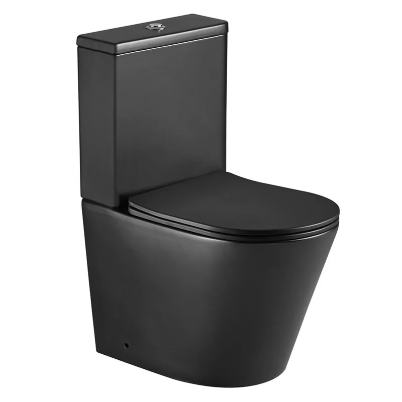 Arc Rimless Close Coupled Fully Back To Wall Toilet & Soft Close Seat - Black