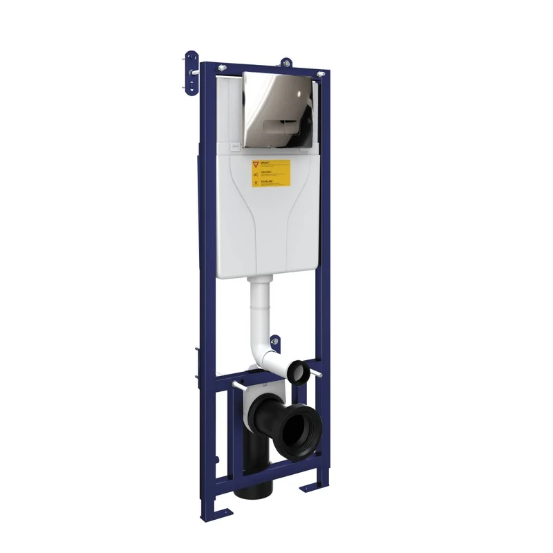 Arc Wall Hung Toilet & SAN85 1.1m Wall Hung WC Frame Deal & Chrome Flush Plate