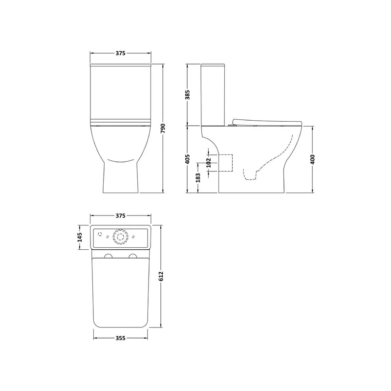 Nuie Ava Rimless Close Coupled Toilet & Soft Close Seat