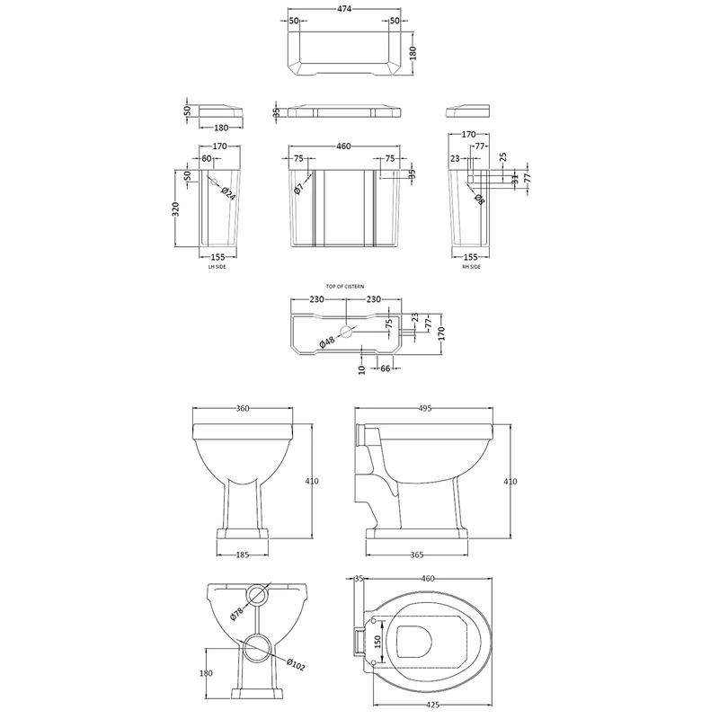 Hudson Reed Richmond High Level Toilet Excluding Seat