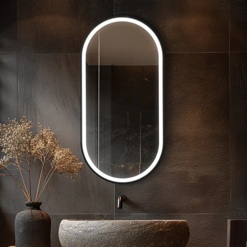 Origins Living Lomax Light Capsule Mirror 40x80cm - Brushed Black
