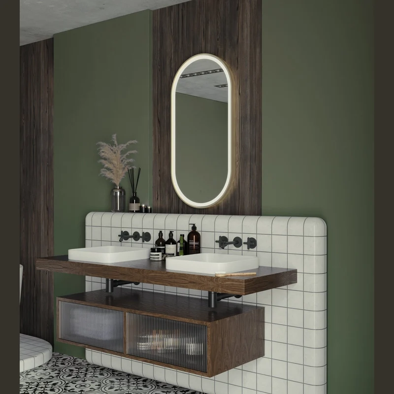 Origins Living Lomax Light Capsule Mirror 40x80cm - Brushed Brass