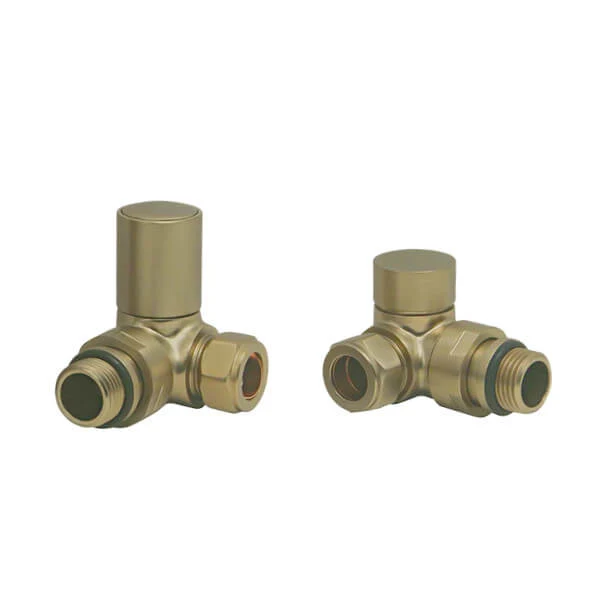 Brushed Brass Corner Manual Radiator Valve Pack