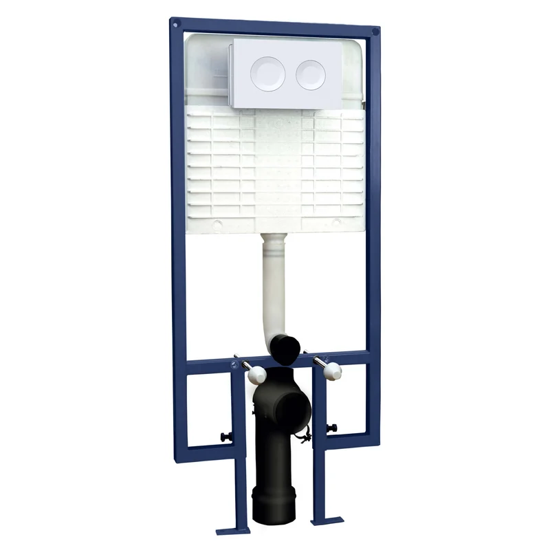 Standard Height Wall Hung Toilet Frame with Concealed Cistern & White Round Flush Plate