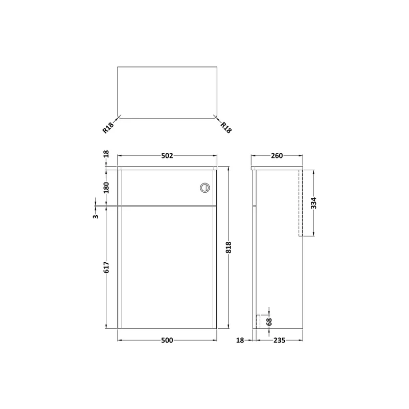 Nuie Classique 500mm Wc Unit Traditional Satin White MFC Painted Matt 818x500x253mm