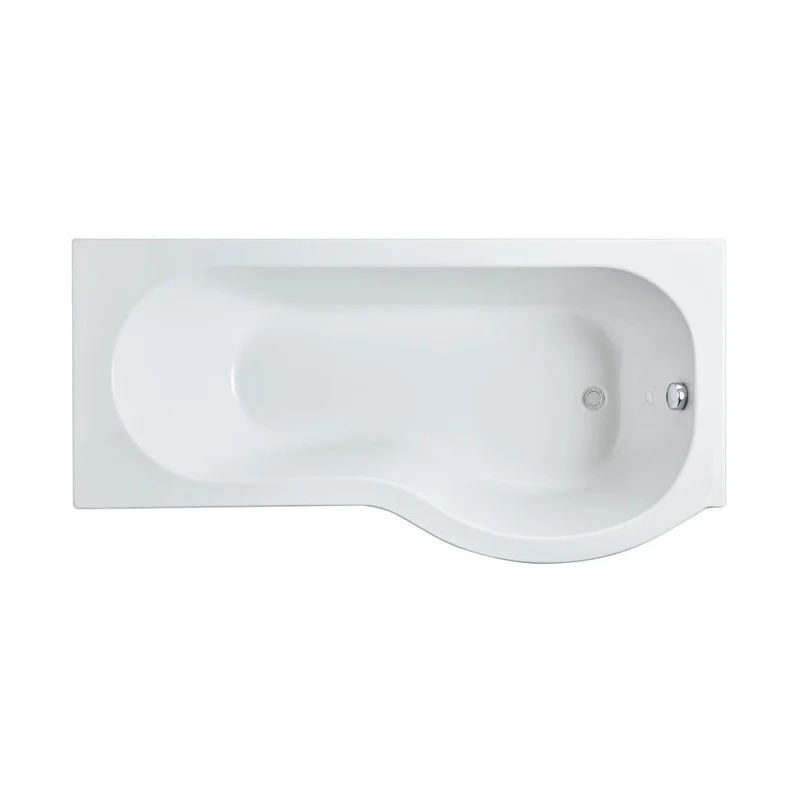 Nuie Shower Baths 1600mm Right Hand P-shaped Bath Contemporary White Acrylic 410x850x410mm