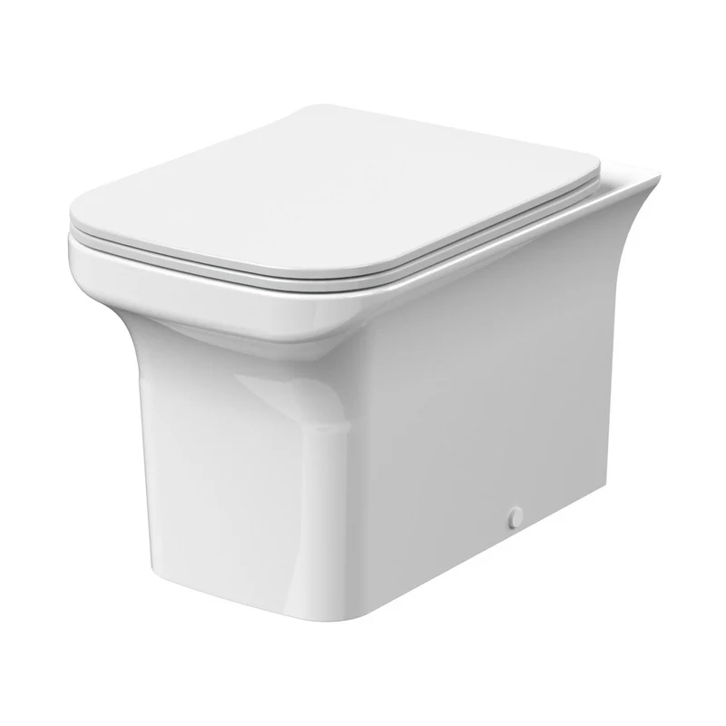 Nuie Ava Square Back To Wall Pan & Soft Close Seat Contemporary White Vitreous China 470x370x550mm