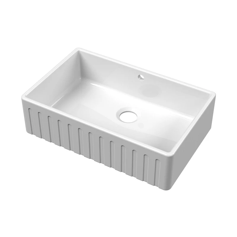 Nuie Butler Sink Deco With Overflow 795x500x220 Traditional White Fireclay 220x795x500mm