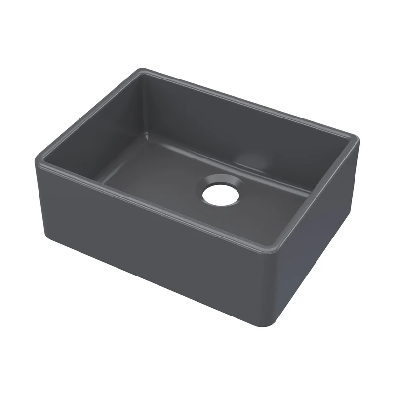 Nuie Butler Sink 595x450x220 Traditional Soft Black Fireclay 220x595x450mm