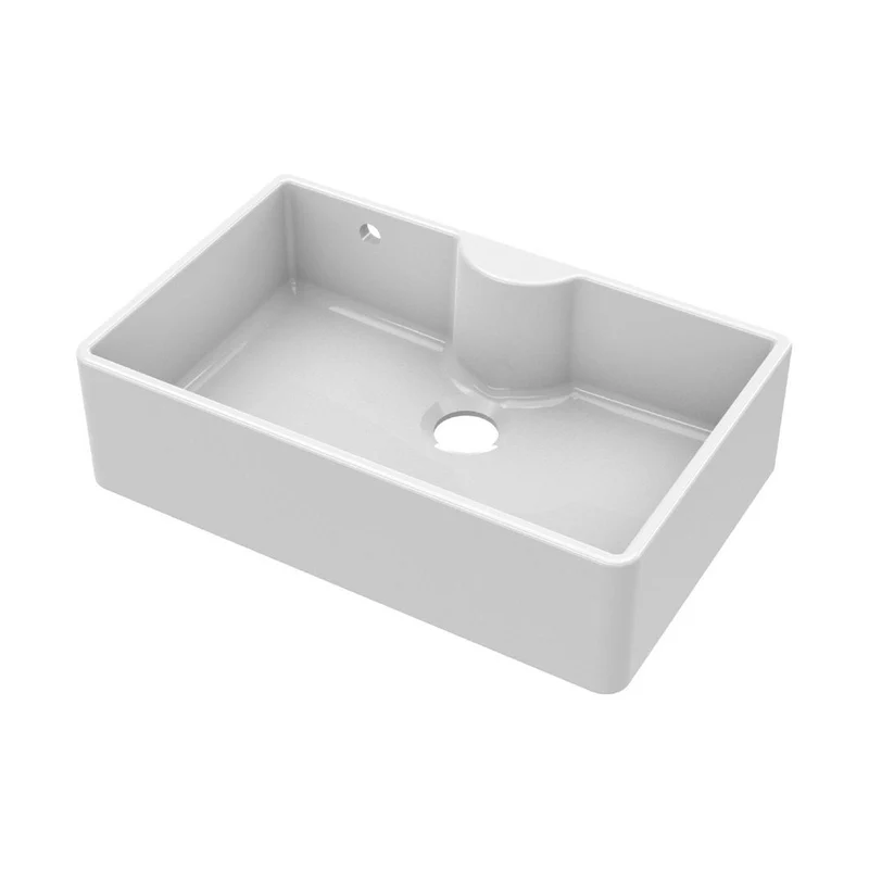 Nuie Butler Sink With Central Waste, Overflow And Tap Ledge 795x500x220 Traditional White Fireclay 220x795x500mm