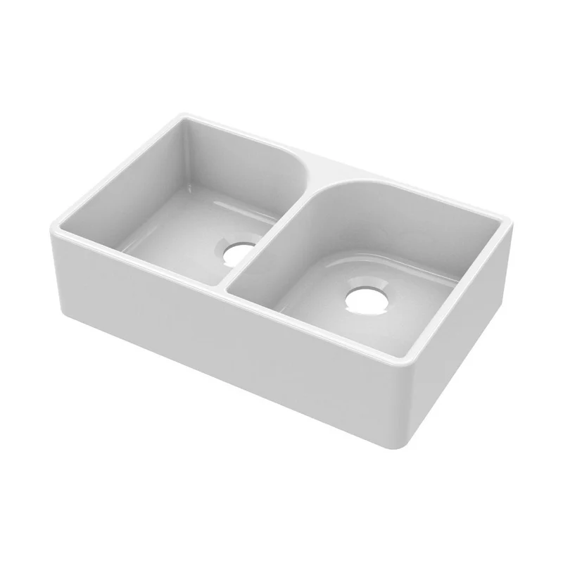 Nuie Butler Sink With Flush Weir 795x500x220 Traditional White Fireclay 220x795x500mm