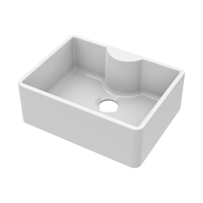 Nuie Butler Sink With Central Waste And Tap Ledge 595x450x220 Traditional White Fireclay 220x595x450mm