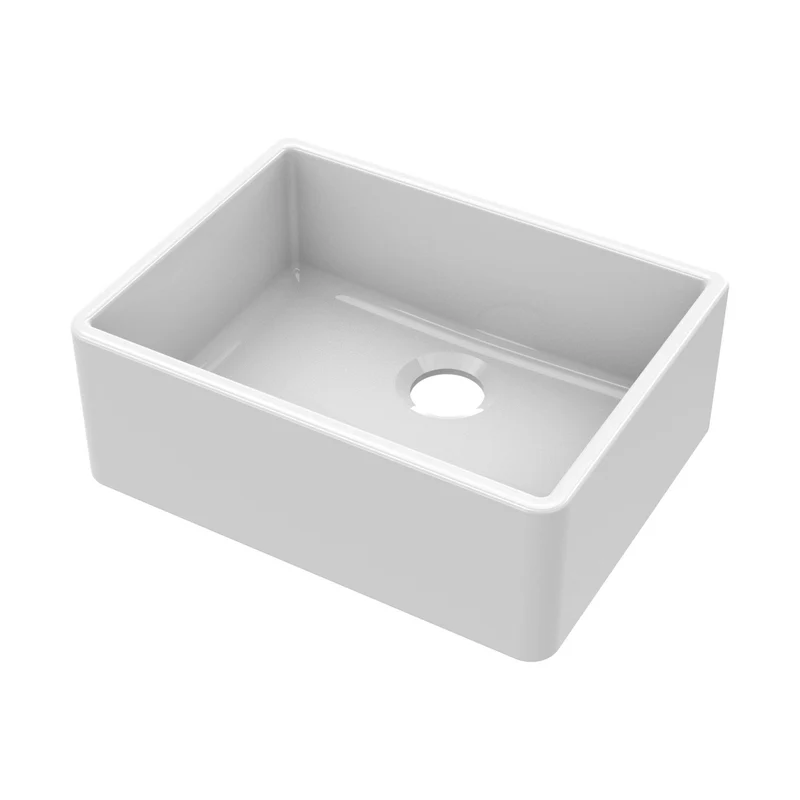Nuie Butler Sink With Central Waste 595x450x220 Traditional White Fireclay 220x595x450mm