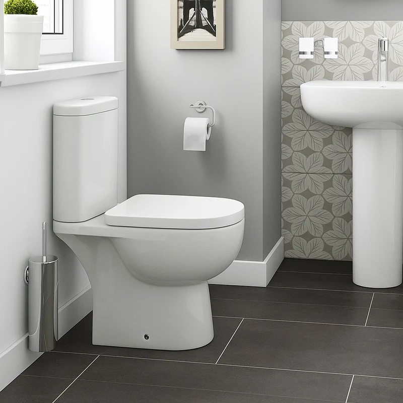 Rak Tonique Easy Plumb Close Coupled Open Back Toilet & Soft Close Seat