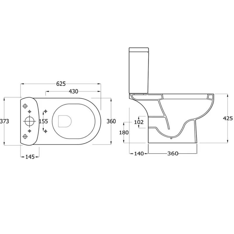 Rak Tonique Easy Plumb Close Coupled Open Back Toilet & Soft Close Seat