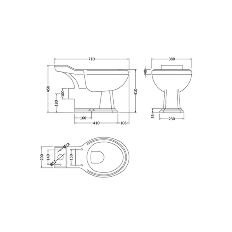 Legend Traditional Close Coupled Open Back Toilet & Standard Seat