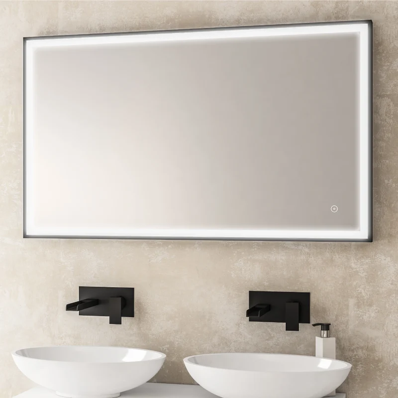Castelli 1200 x 700mm LED Framed Bathroom Mirror - Black
