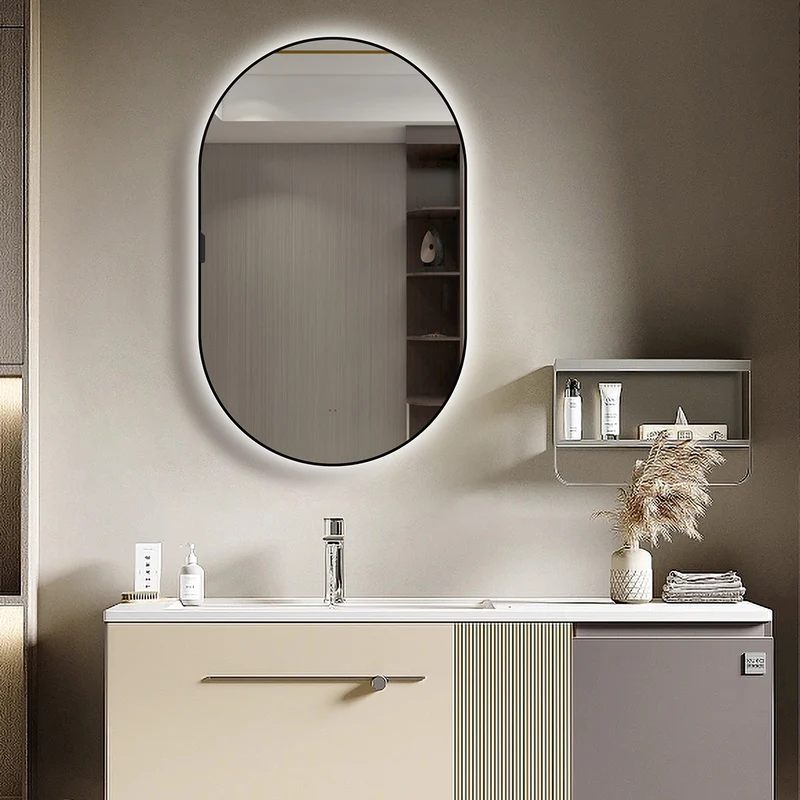 Black Tablet Backlit LED Mirror Cabinet 800 x 500mm with Demister