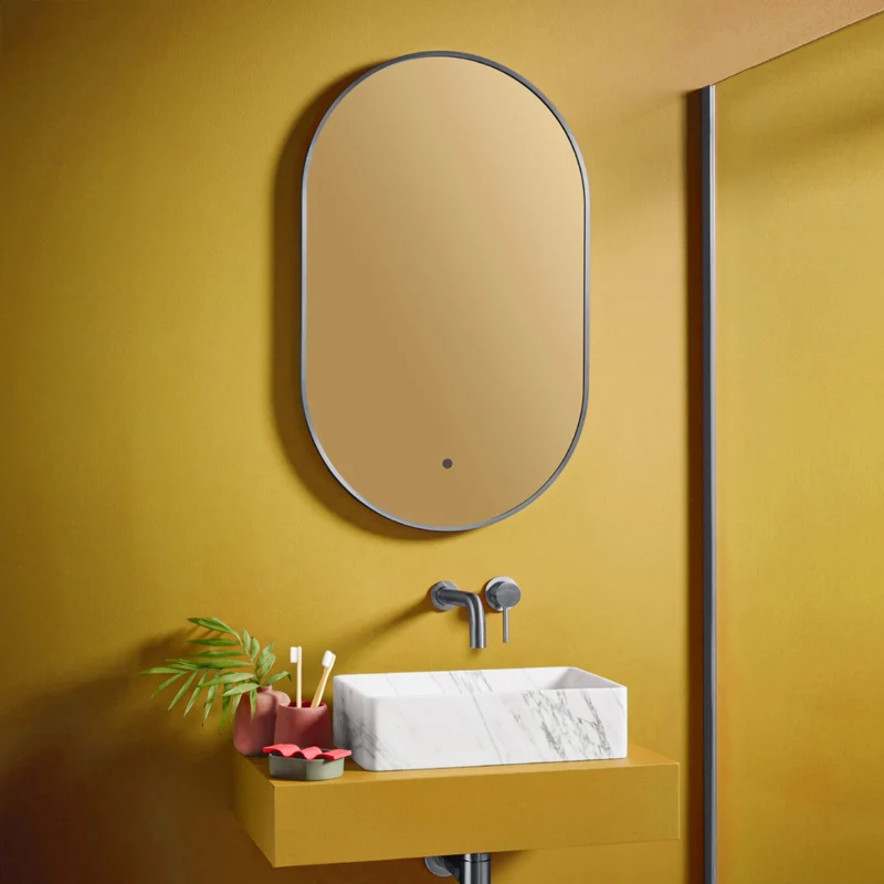 Aubrey LED Mirror 500 x 800mm - Gunmetal