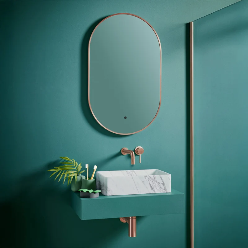 Aubrey 800 x 500mm LED Mirror - Brushed Bronze