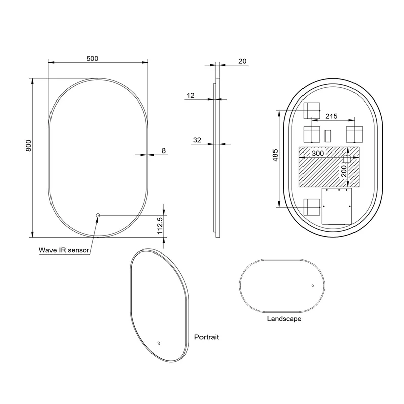 Aubrey 800 x 500mm LED Mirror - Brushed Bronze