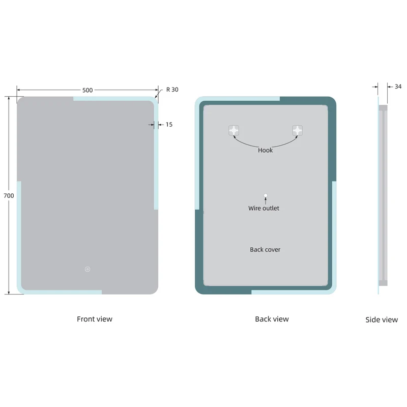 Trend 700 x 500mm LED Mirror with Colour Change