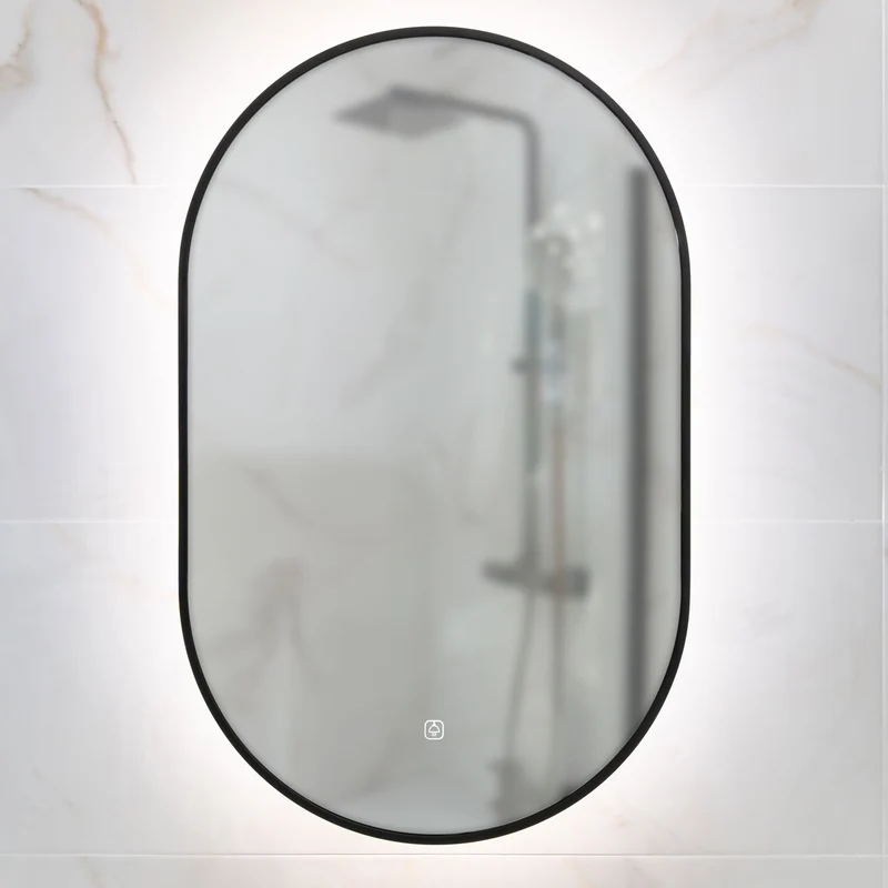 Tablet Black Frame 800mm x 500mm LED Mirror with Colour Change