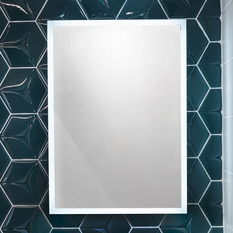 Bella LED Mirror Cabinet 700 x 500mm Single Door and Shaver - Matt Silver