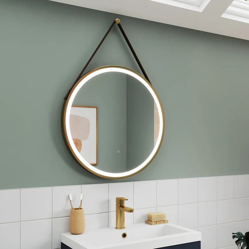 Hudson Reed 600mm Round Illuminated Mirror - Brushed Brass